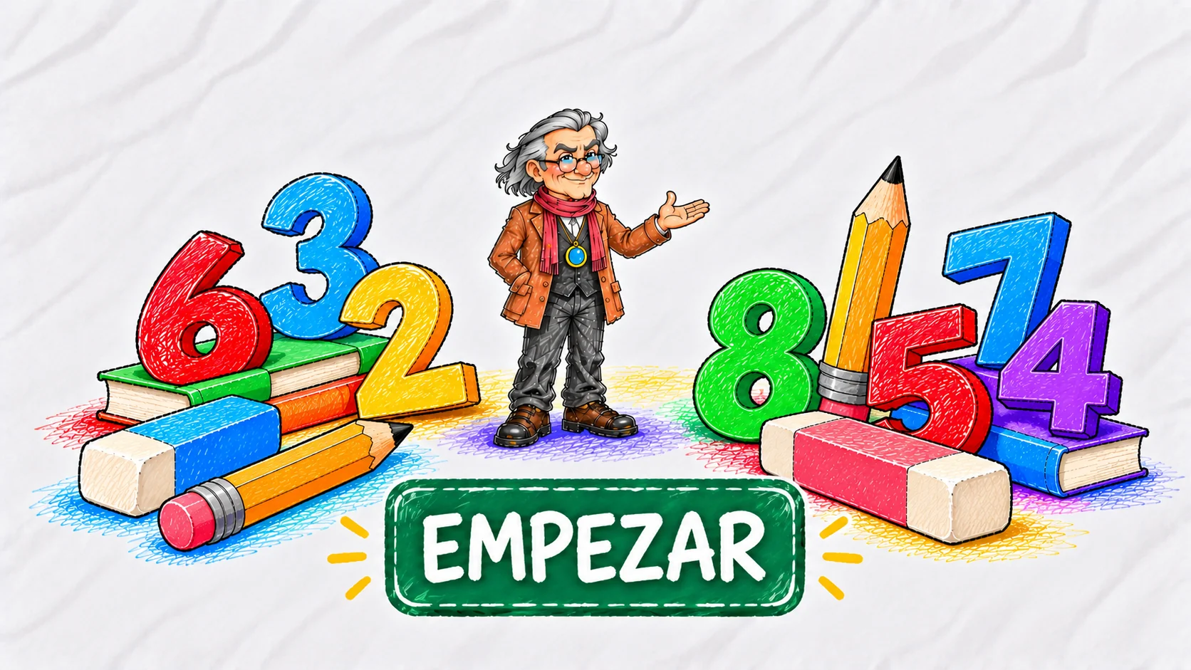 Amadeo te da la bienvenida entre números, libros y lápices.